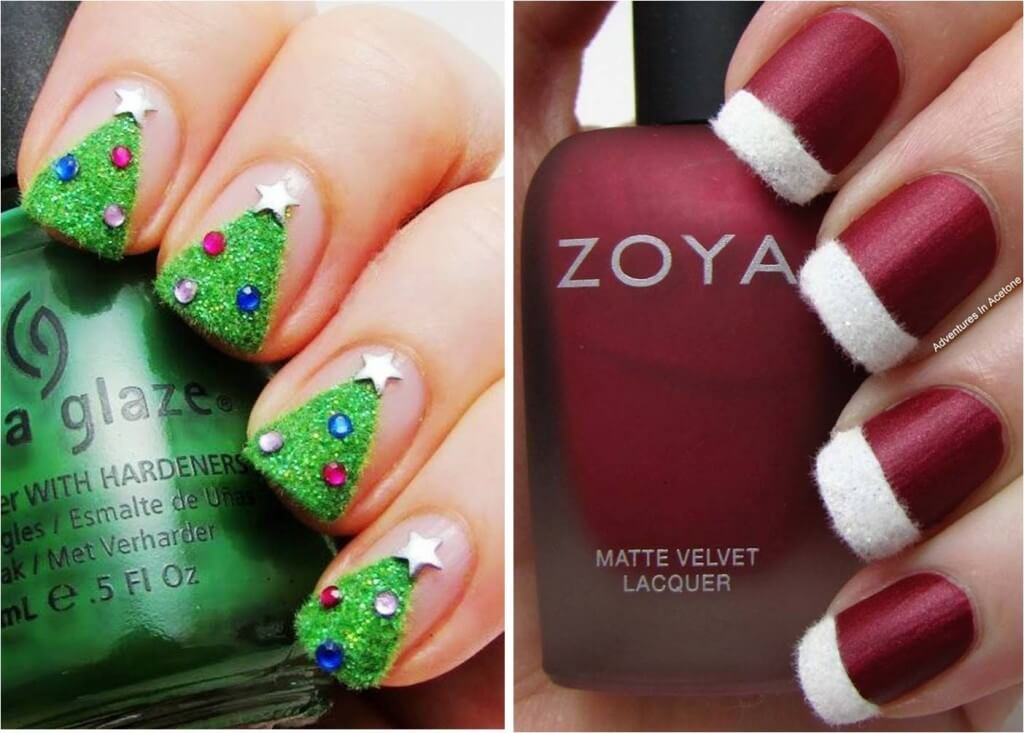 Unhas de veludo de natal