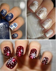 Design de unhas com flocos de neve