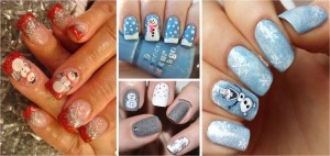 Design de unhas com bonecos de neve