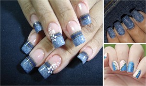 Nail design: unhas efeito denim