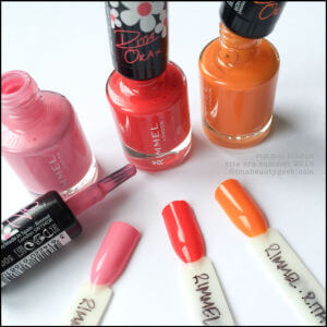 Swatches dos vernizes Rimmel London por Rita Ora